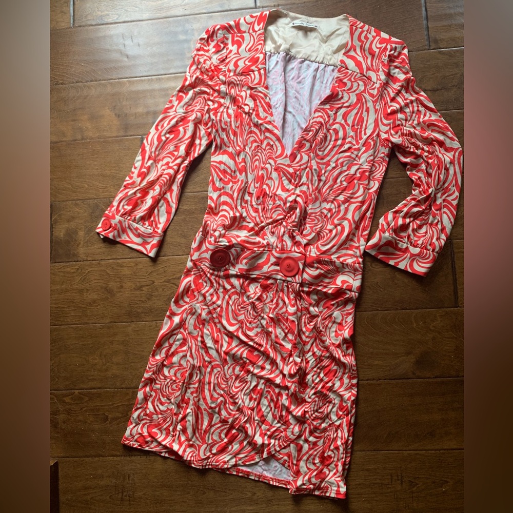 NWT $310 Nanette Laporte buena sera wrap dress Red poppy new size 6